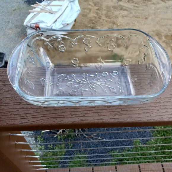 Vintage Anchor Hocking Savannah Clear Floral Glass Rectangular Baking Dish - Picture 8 of 14